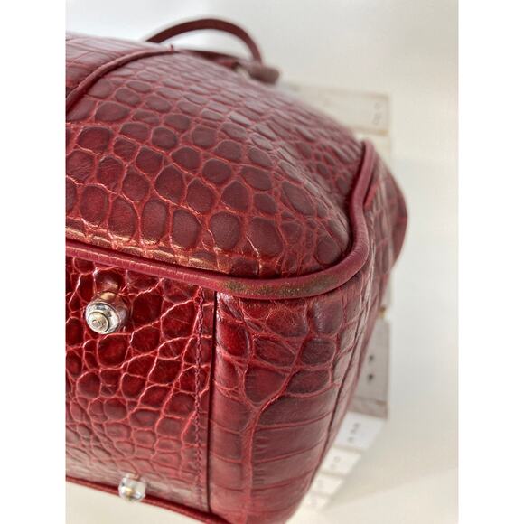 BRIGHTON F352136 RED LEATHER EMBOSSED ANIMAL PRINT HANDBAG - Picture 7 of 16